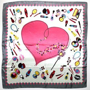 Love Pattern Satin Charmeuse Scarf